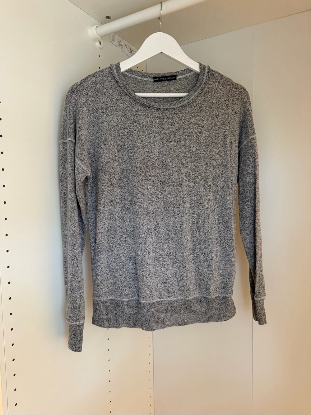 Harlowe & Graham Gray Marled Crewneck Pullover Sweatshirt Relaxed Fit